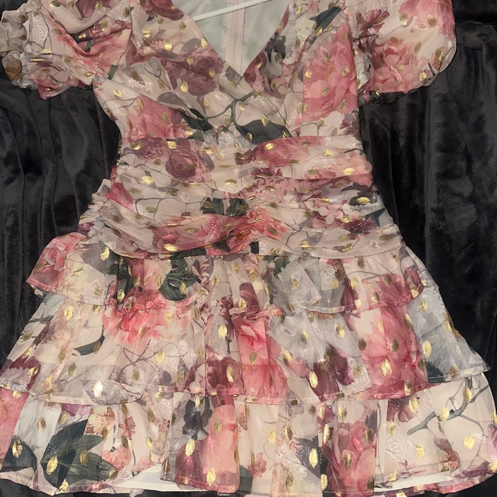 Floral Pink and Gold Women's Dress